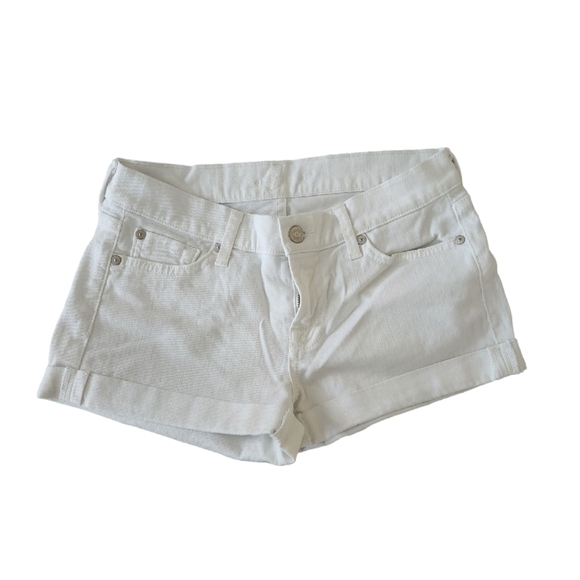 7 For All Mankind Cuffed Lowrise Jean Short White 26 - Picture 1 of 5